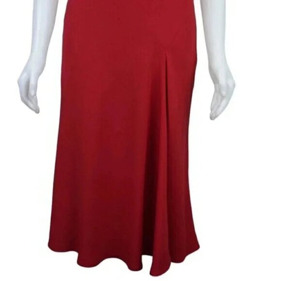 Vintage Jones New York Red  Midi Dress Cowl Neck Formal Front Slit Size 6 - Picture 3 of 9
